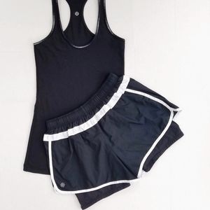 Athleta Hana Black W/ White 2 in 1 Running Shorts